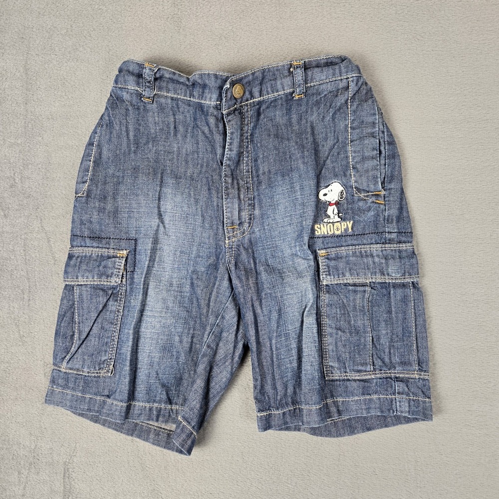 Peanuts Shorts Youth Girls Kids Embroidered Blue Jean Denim‎ Snoopy Cartoons